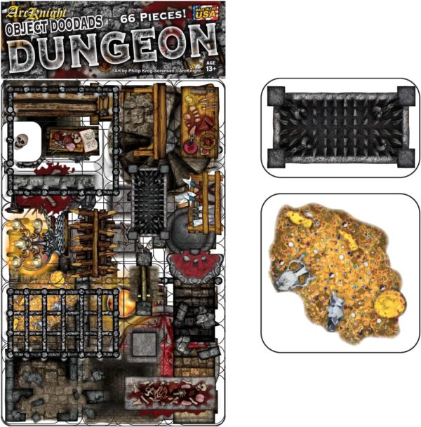 Dungeons - 66pc Double-Sided Dungeon & Terrain Pieces for Starters & Masters Alike - Roleplaying Objects for Dungeons & Dragons - Immersive Map Accessories for DND 5E, Pathfinder & Warhammer RPGs - Image 2