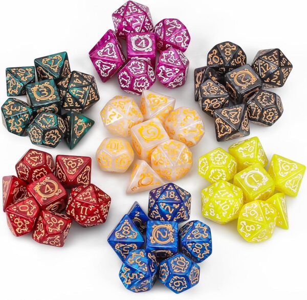 CiaraQ DND Dice Sets - 49pcs Polyhedral Dice, 7 Sets D&D Dice with Pouches, D4 D6 D8 D10 D% D12 D20 Dice for Dungeons and Dragons DND RPG MTG Table Games - Image 4