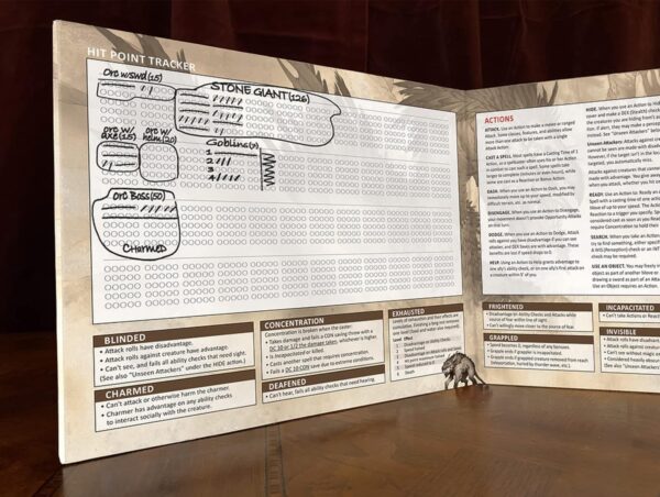 DM Screen for 5th Edition: Dry-Erase with Built in hit Point Tracker, Essential 5e Rules Reference, Amazing Illustration - Image 4