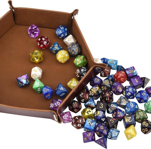 DND Double-Colors Polyhedron Dice Set for Dungeons and Dragons D&D RPG MTG Table Games D4 D6 D8 D10 D% D12 D20 25 Colors Dice with 1 Large Flannel Bag, 25 x 7 (175 Pieces) - Image 6