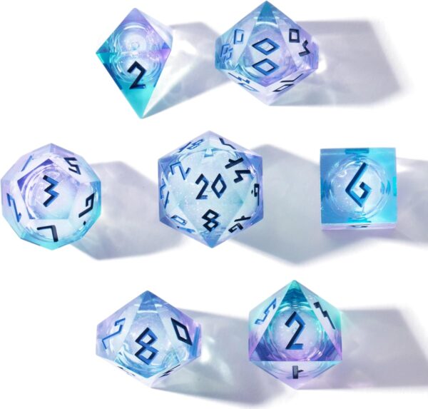 HEIMDALLR Liquid Core Dice Set with First Ever LED Display Case - 7-PC Hand-Painted Sharp Edge DND Dice Set with Gift Dice Box - Resin Dungeons and Dragons Dice Set (D&D Dice Set) (Aurora) - Image 3