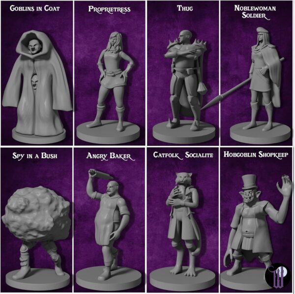 Wildspire 58 Fantasy Miniatures Set Townsfolk Characters for DND Miniatures Bulk 28mm Dungeons and Dragons Miniatures | for DND Minis and D&D Miniatures I Character Sheets & Quests - Image 4