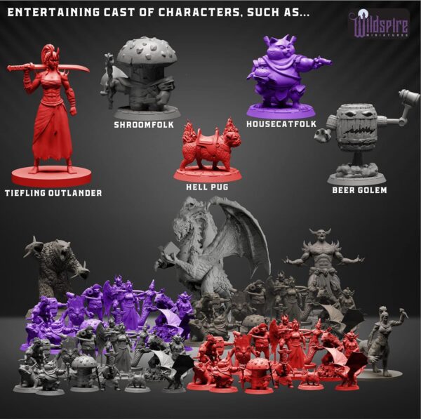 Fantasy Monsters & Bookish Dragon for DND Miniatures Unpainted Bulk 28mm-32mm Dungeons & Dragons Minis Pathfinder Figures Fantasy Unpainted Tabletop RPG Miniature Starter Set for D&D - Image 7