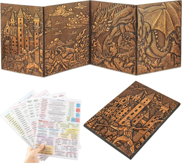 DND DM Screens 5e-Embossed Dungeons and Dragons Screen Foldable Design, Four-Panel with Pockets Dungeon Master Screen, Compatible with Rich Graphics for Dungeon Master Gifts - Image 2