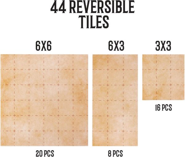 Stratagem The Master's Atlas Grid Tiles-Reversible Dry Wet Erase Battle Map for 3D DND-RPG Tabletop RPG Scenery-Dungeons Dragons Pathfinder- Tabletop Grid| Blank/Parchment - 44 Tiles & 48 Tokens - Image 6