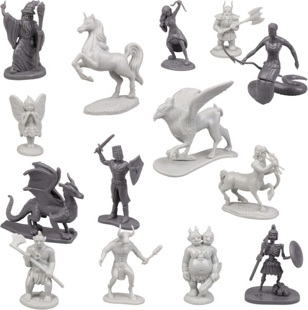 Monster Fantasy Creature Mini Action Figure Playset - 98pcs Toy Miniatures w 14 Unique Designs - Dragons, Wizards, Orcs, & More- XL 1/32 Scale Compatible with Dungeons and Dragons and Other RPG Games - Image 3