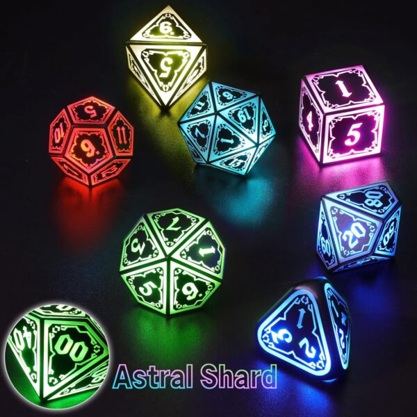 Wireless Light Up Dice Set D&D RGB for Dungeons and Dragons,Cool LED DND Dice with Charging Box Rechargeable 7 Color Polyhedral Role Playing Dice for DND Gifts RPG(Astral Shard Black) - Image 6