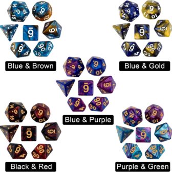 DND Double-Colors Polyhedron Dice Set for Dungeons and Dragons D&D RPG MTG Table Games D4 D6 D8 D10 D% D12 D20 25 Colors Dice with 1 Large Flannel Bag, 25 x 7 (175 Pieces) - Image 3