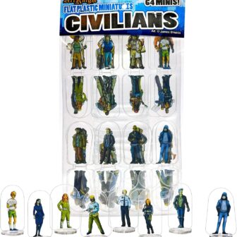 Arcknight Flat Plastic Miniatures: Civilians; 64 Unique Civilian-Themed Minis for Starfinder; Affordable, Skinny Figurines for SF, Shadowrun, and Other Tabletop RPG Games - Image 2