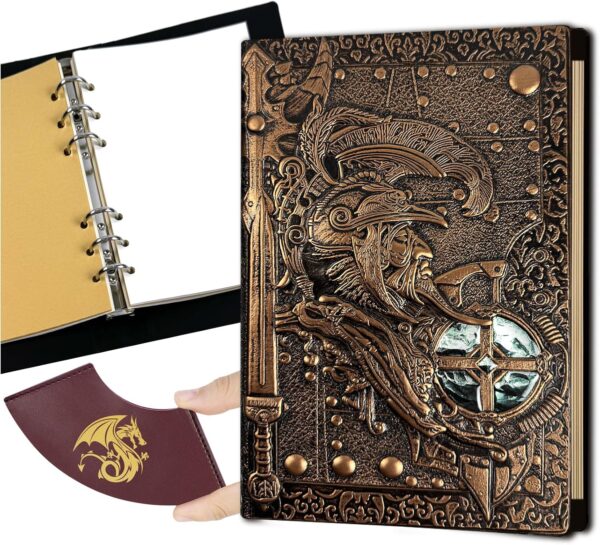 DND Binder Notebook,3D Leather Embossed Journal Writing Drawing 400 Pages for Dungeons and Dragons/D&D, Great RPG Accessories Nerdy Gifts for DM's & Players Girls Womens Mens - Image 2