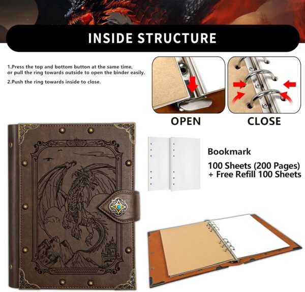 DUROTAN DND Journal Dragon Notebook A5 Binder Diary 400 Pages For D&D Gift Set Dungeons and Dragons Accessories Role Playing Games DM & Players RPG - Image 5