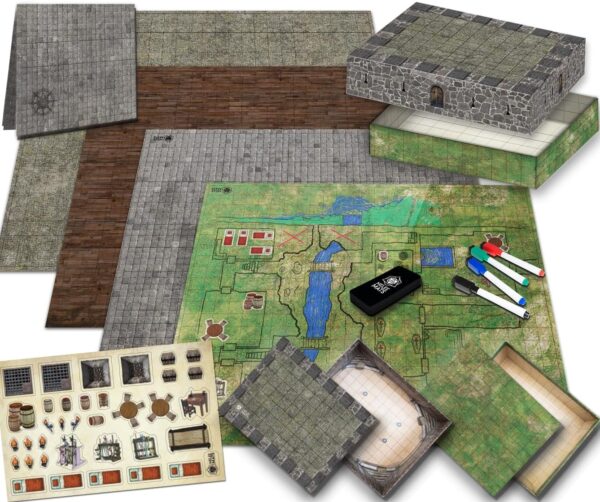 Melee Mats DND Map Starter Kit for Dungeons & Dragons Game - 22” x 26" Double Sided, Wet/Dry Erase Battle Terrain Grid - Ultimate Tabletop Board Gaming Experience with Accessories - Image 2