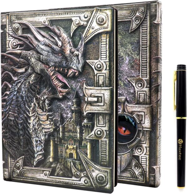 Haxtec DND Notebook 3D Embossed Dragon Leather DND Journal W/Pen Fantasy Dragon Journal for TTRPG Dungeons and Dragons DM & Player Gifts A5 Antique Colored - Image 2