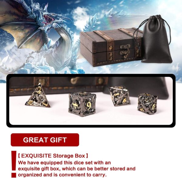 AncientDeer DND Dice Set 7 Pieces D&D Pure Copper Hollow Polyhedral DND Dice W/Gift Box & Dice Bag for DND RPG Explorers Savage World and Table DND Dungeons and Dragons Role Playing - Image 3