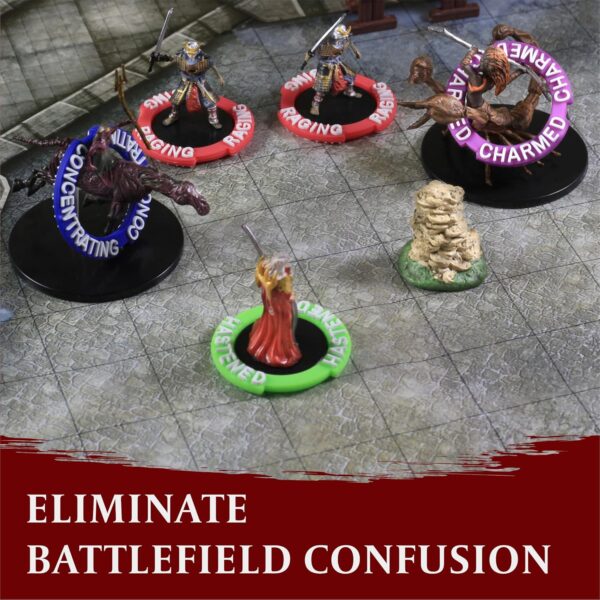 DND Miniatures Condition Markers - 96 Rings to Track 24 Different Status & Spell Effects for RPG/DND Minis Like Dungeons and Dragons 5th Edition & Pathfinder Perfect DnD Gifts & D&D Accessories Tokens - Image 4