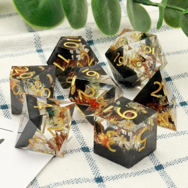 Haxtec DND Dice Set Sharp Edge Resin Dice Set with Dice Case, Flower D and D Dice, Polyhedral D&D Dice Set for Dungeons and Dragons TTRPGs DND Gift - Image 10