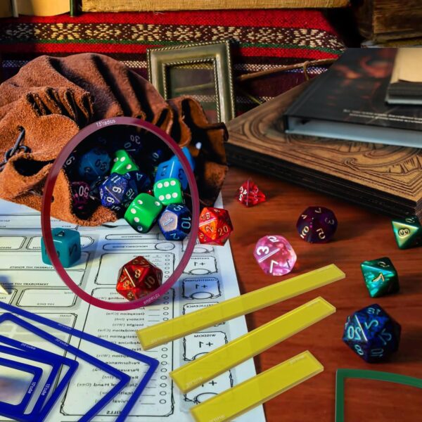 15 Pcs Area of Effect Spell Templates, DND Spell Templates, Acrylic Spell AOE Damage Template Set, Include 5 Cube 4 Circle 2 Cone 4 Line Templates, Tabletop RPG Gaming Accessories. - Image 7