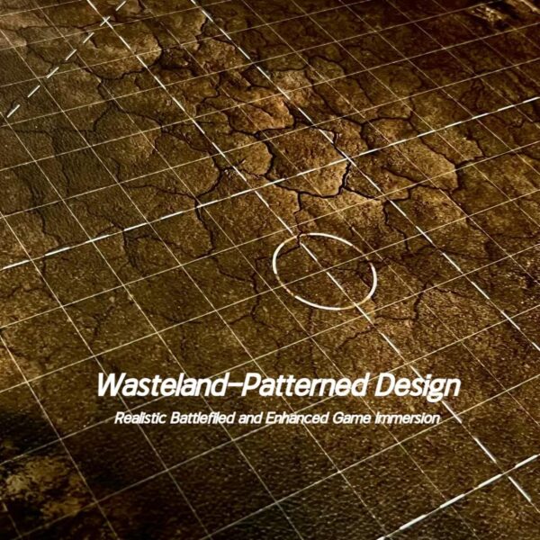 44'' x 60'' Battle Mat Gridded War-Gaming Mat for WH40K, DND, Wargame RPG and Other Tabletop Games - Made of Synthetic Leather, Wasteland Patterned - Image 3