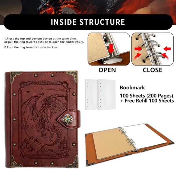 DUROTAN DND Dragon Journal Notebook,Unique A5 Binder 400 Page For Dungeons and Dragons Gift D&D Accessories Sketchbooks Daily Diary - Image 5