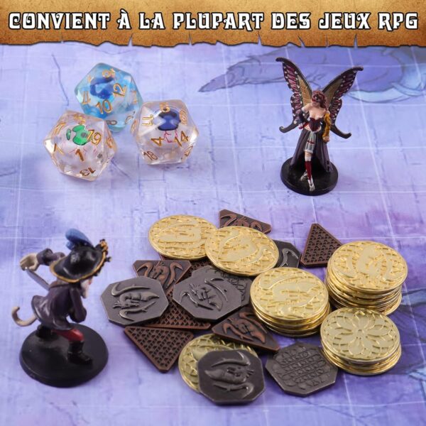 Byhoo 60 PCS DND Coins, Gold, Silver and Copper Coins in Metal Coins, Fantasy Coins for Board Games, Fake Coins for Games Tokens, Role-Playing Coins of Dungeons and Dragons - Image 6