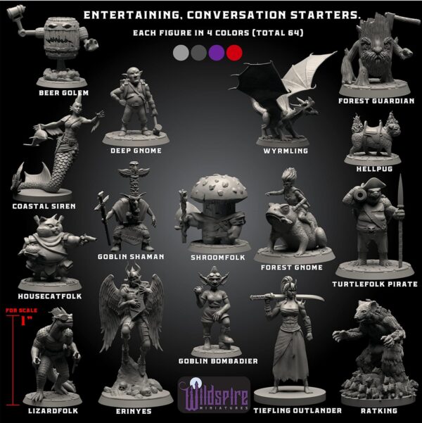 Fantasy Monsters & Bookish Dragon for DND Miniatures Unpainted Bulk 28mm-32mm Dungeons & Dragons Minis Pathfinder Figures Fantasy Unpainted Tabletop RPG Miniature Starter Set for D&D - Image 5