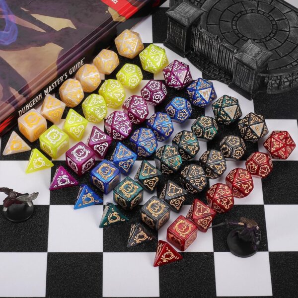 CiaraQ DND Dice Sets - 49pcs Polyhedral Dice, 7 Sets D&D Dice with Pouches, D4 D6 D8 D10 D% D12 D20 Dice for Dungeons and Dragons DND RPG MTG Table Games - Image 3