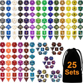 DND Double-Colors Polyhedron Dice Set for Dungeons and Dragons D&D RPG MTG Table Games D4 D6 D8 D10 D% D12 D20 25 Colors Dice with 1 Large Flannel Bag, 25 x 7 (175 Pieces) - Image 2