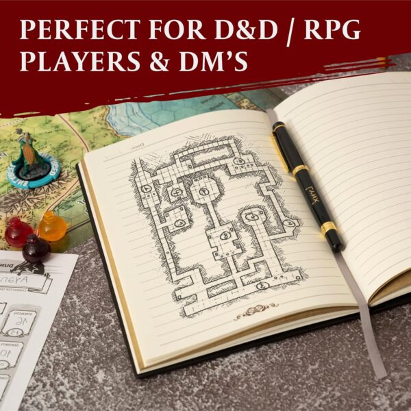 DND Notebook / Journal, Unique 200 Page Book with 3D Bronze Dragon Embossed Faux Leather Cover with Pen- Ideal for Dungeons & Dragons / D&D. Great RPG Accessories Gift for DM's & Players, Men or Women - Image 6