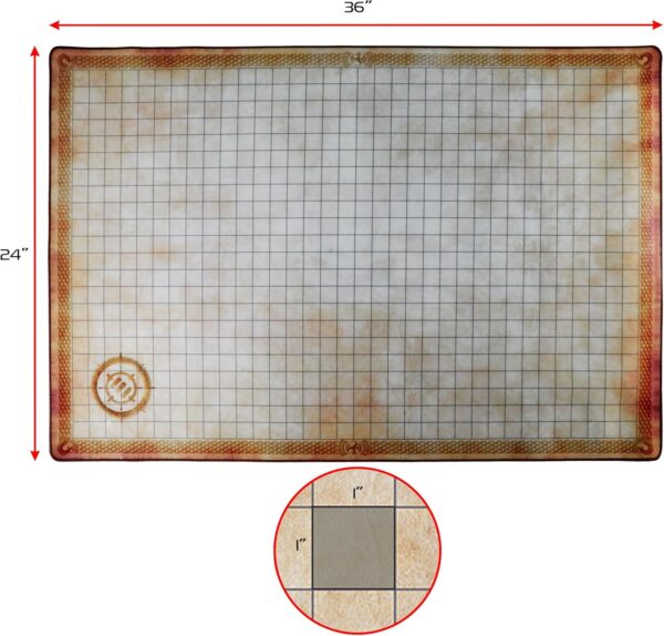 ENHANCE Deluxe RPG Grid Mat - DND Map (24x36in) with Premium Rubber, Non-Slip Grip, No Creasing - Dry Erase DND Mat Set for Masters and Starters, Erasable Parchment with Travel Pouch, Marker Set - Image 8