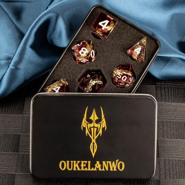 OUKELANWO Sharp Edge Resin Magic Lord of The Rings DND Dice Set D&D with Box, Polyhedral Dungeons and Dragons RPG Dice, 7Pcs Role Playing Gaming D and D Dice D20 D12 D10 D8 D6 D4 - Image 7