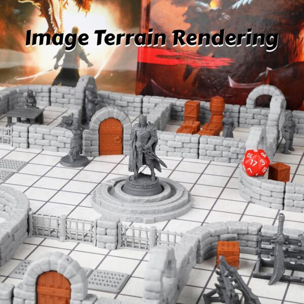 Dungeon Walls 40pcs 28mm Miniature RPG Terrain Modular System DND Building Accessories for Tabletop Role Playing Scenes, Gift of Christmas Halloween for DM (Expansion Pack 1) - Image 6