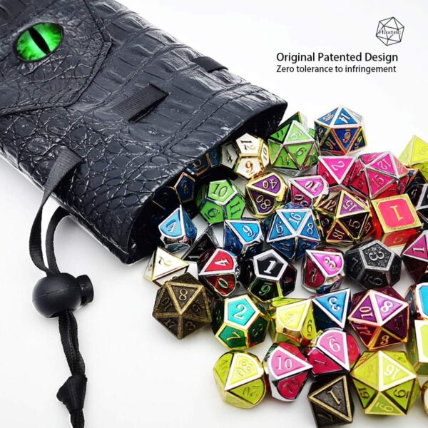 Haxtec Dice Bag Dragon Eye Drawstring Leather DND Dice Storage Pouch for D&D Roleplaying Games Dungeons and Dragons Gift, Coins and Accessories (Venom-Green Eye) Patent Number D893867 - Image 3