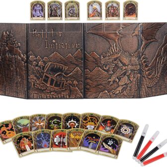 DND Faux Leather Dungeon Master Screen and Initiative & Combat Trakers with Insert Cards - Image 2