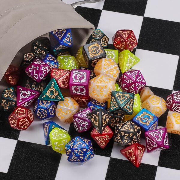 CiaraQ DND Dice Sets - 49pcs Polyhedral Dice, 7 Sets D&D Dice with Pouches, D4 D6 D8 D10 D% D12 D20 Dice for Dungeons and Dragons DND RPG MTG Table Games - Image 6