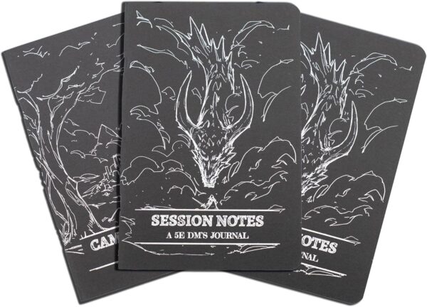 Dungeon Master Journal Pack: Black, RPG Campaign Planning Notebooks-1 DM Campaign Journal + 2 Session Journals for Dungeons and Dragons Fifth Edition Roleplaying Tabletop Games-3 Pack 5.63x8.27 Inch - Image 2