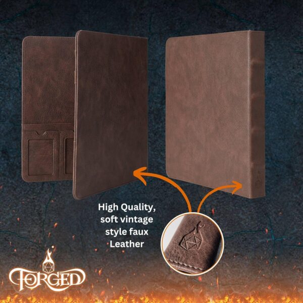 Forged Dice Co. Game-Folio PU Leather Portfolio Binder - Gaming Binder for DND Character Sheets with DND Spell Cards Organizer and Clear Front Pocket - Compatible with Dungeons and Dragons RPG Bronze - Image 8