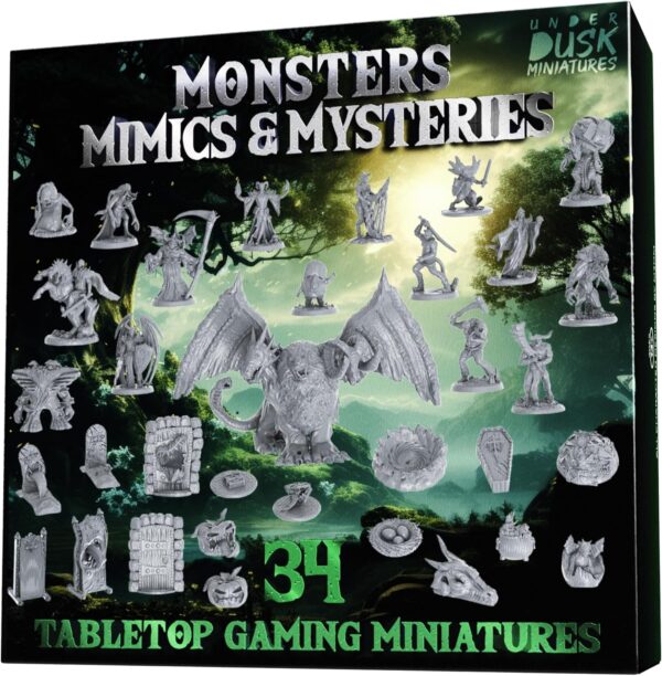 Monsters, Mimics, & Mysteries - 34 Tabletop Gaming Miniatures for RPG/DND Miniatures/Bulk Dungeons & Dragons Miniatures/D&D Miniatures Monsters/DND Minis/DND Figures Starter Pack - Image 2