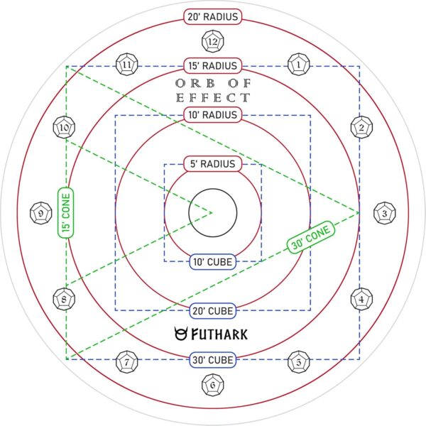 Futhark DND Spell Template Large to 30' Cube & 30' Cone, D&D AOE Spell Template - Measure Area of Effect Spell Template DND Accessories, D&D Accessories, Great DM Gift! - Image 2