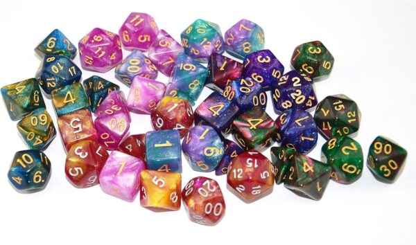 SmartDealsPro 6 x 7 Sets (42 pcs) Glitter Polyhedral Dice Sets with Pouches for DND RPG MTG Dungeon and Dragons Table Board Roll Playing Games D4 D8 D10 D12 D20 (6 Sets) - Image 6