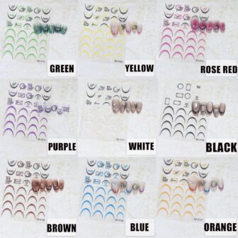 10 Sheets Letters French Nail Art Stickers, 3D Gradient Characters French Tip Stickers Self-Adhesive Nail Decals for Women DIY Nail Art Decoration Manicure 10 Colors - Image 5