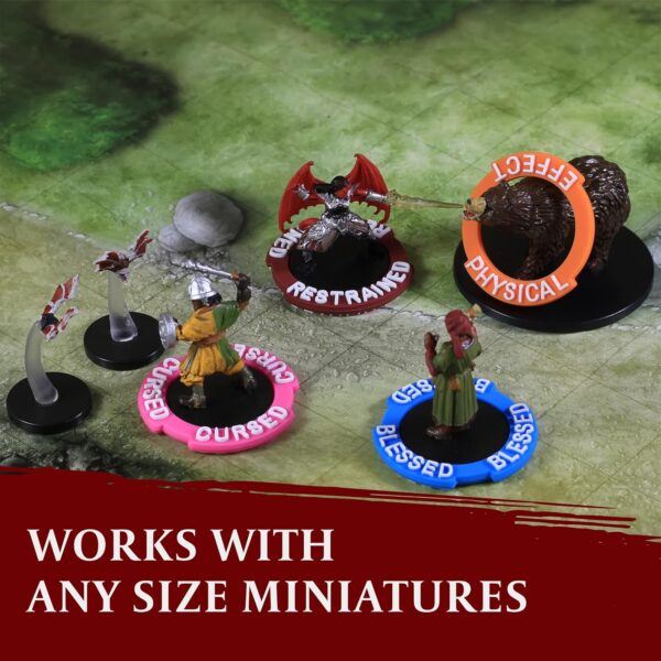 DND Miniatures Condition Markers - 96 Rings to Track 24 Different Status & Spell Effects for RPG/DND Minis Like Dungeons and Dragons 5th Edition & Pathfinder Perfect DnD Gifts & D&D Accessories Tokens - Image 5