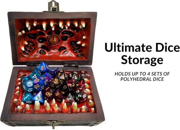 Galdor's Guild Mimic Dice Chest Storage Box | Free Lock & Key | Compatible with Dungeons & Dragons Players, Dungeon Master/DM RPG Gaming | Holder Vault Case | Holds 4 Polyhedral Sets (Regular) - Image 5