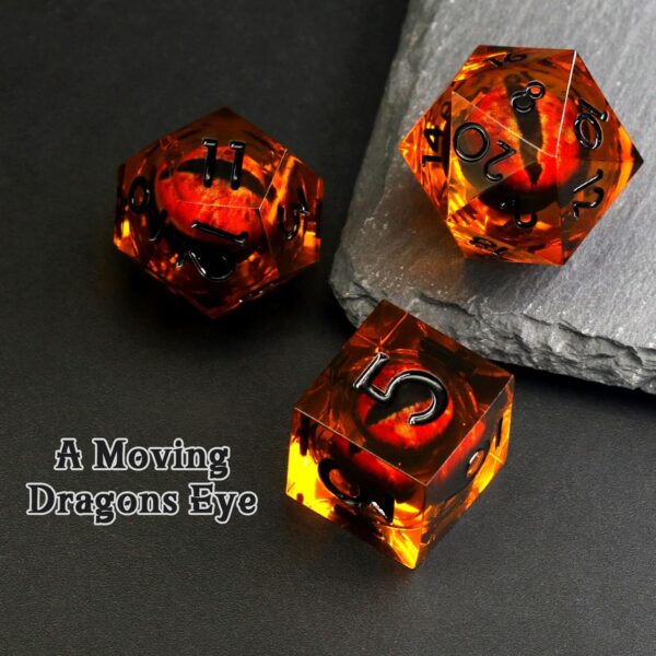 Dragon Eye Dungeons and Dragons Dice, Liquid Core Dice Set D&D Sharp Edge Resin Dice Polyhedral Beholder's Ttrpg Die Role Playing RPG D and D Dice (Brown Black) - Image 4