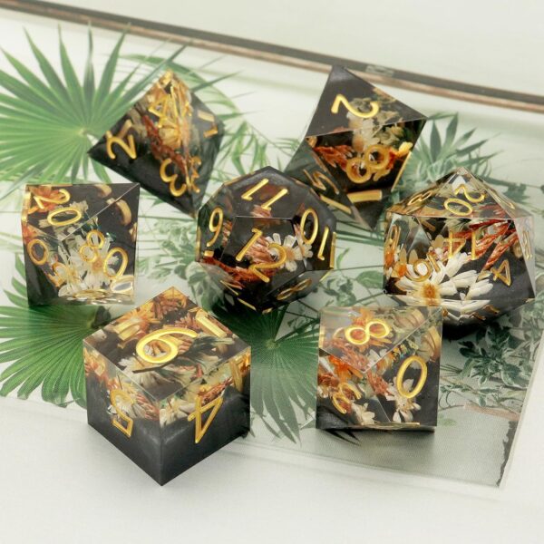 Haxtec DND Dice Set Sharp Edge Resin Dice Set with Dice Case, Flower D and D Dice, Polyhedral D&D Dice Set for Dungeons and Dragons TTRPGs DND Gift - Image 9