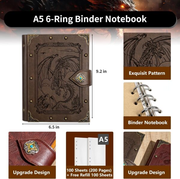 DUROTAN DND Journal Dragon Notebook A5 Binder Diary 400 Pages For D&D Gift Set Dungeons and Dragons Accessories Role Playing Games DM & Players RPG - Image 3