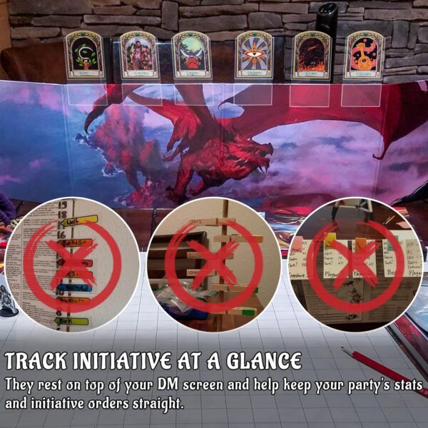 DND Initiative & Combat Tracker Set of 6PCS Erasable Acrylic Top on Screen with Character, Monster Insert Cards DM Tools, Accessories for Dungeons and Dragons, Pathfinder, TTRPGs - Image 3