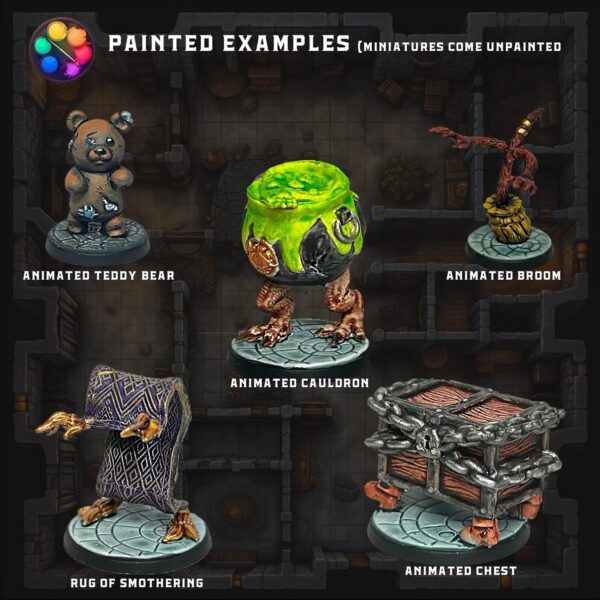 20 Enchanted Objects - Animated Objects for DND Miniatures 28-32mm Dungeons & Dragons Minis Bulk D&D Figures DND Minis Bulk Fantasy Spell Effects Tabletop Fantasy Game Miniature Accessories - Image 4