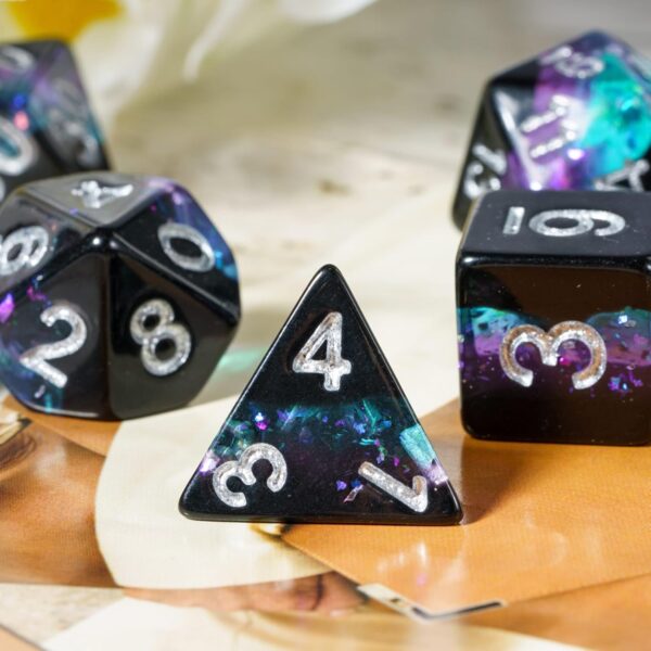 Glitter DND Dice Set, 7PCS RPG Resin D and D Dice Set Multi Color D&D Polyhedral Dice with Leather Pouch for Dungeons and Dragons Role Playing Games and Other Tabletop Games - Image 7