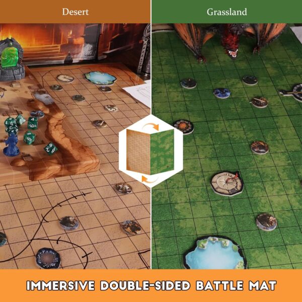 CZYY Foldable Battle Mat with DM Screen, Game Tokens, Dice Set, Markers - 2-Sided Wet & Dry Erase Terrain, Ultimate DND Starter Set, Accessories, Gift for Dungeon Master & Player - Image 4