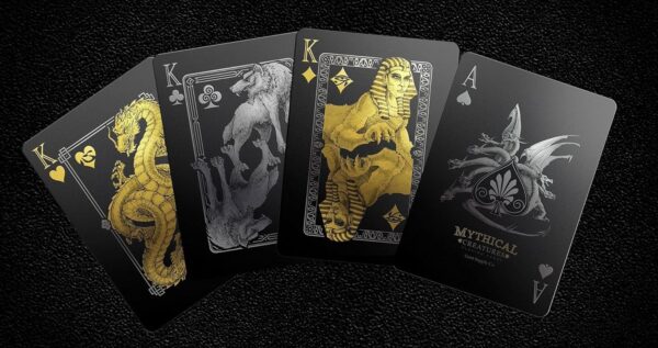 Mythical Creatures Playing Cards - Black, Silver & Gold Edition | Waterproof PVC | Greek, Norse, Egyptian, East Asian Designs | Custom Hand-Drawn Art - Image 9